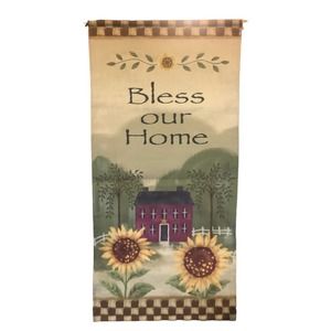 EUC 90's Vintage Bless Our‎ Home Banner Sign Fall Autumn Decor Outdoor Wall Art